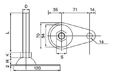 鉄アジャスト 調整レベルボルト(固定用)の寸法図