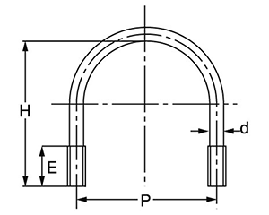 ステンレス Uボルト(一般鋼管用)(国産品) ミリネジ用の寸法図