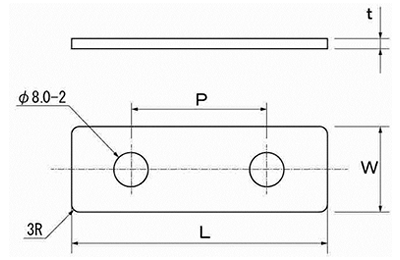 ステンレス Uボルト用プレート(歩道橋用)の寸法図