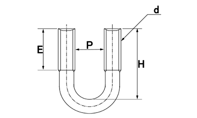 ステンレス Uボルト(一般鋼管用)(三和鋲螺製)(インチ・ウイット)の寸法図