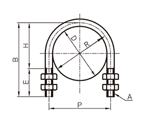 ステンレス サニタリー配管用Uボルト＆ナット(トーステ)の寸法図