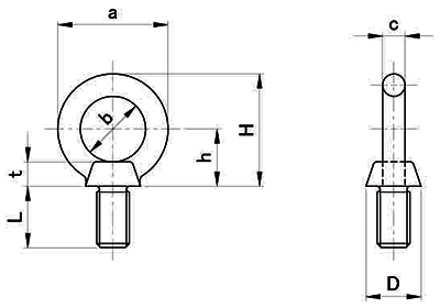 ステンレス 304 DSアイボルト (頭部小型形状)の寸法図