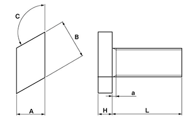ステンレス 菱形ボルトの寸法図