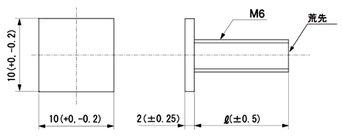 ステンレス 四角ボルト(薄形)の寸法図