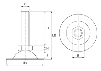 ステンレス アジャストボルト(S-G/重荷重用) 径大(D＝110)の寸法図