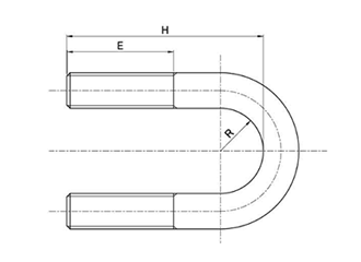 ステンレス SUS316L(A4) Uボルト(船舶用 B型)の寸法図