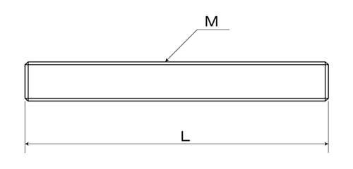 鉄 寸切 平先 (ミリネジ)(定尺以外の長さ品)の寸法図