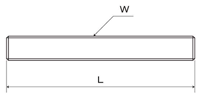 鉄 メーター寸切 (インチ・ウイット)(*)の寸法図
