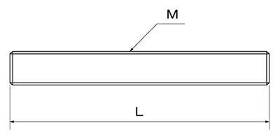 鉄 メーター寸切 (インチ・ウイット) (3m)(*)の寸法図