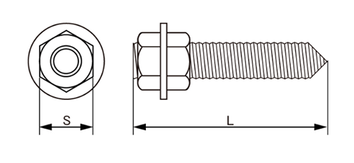 鉄 ケミカルボルト(Vカット)(ナット2個+平座付)(輸入品)の寸法図