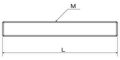 ステンレス 寸切 平先(ミリネジ)(定尺以外の長さ品)(*)の寸法図