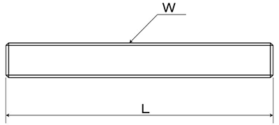 ステンレス 寸切 平先(インチ・ウイット)(定尺以外の長さ品)(*)の寸法図