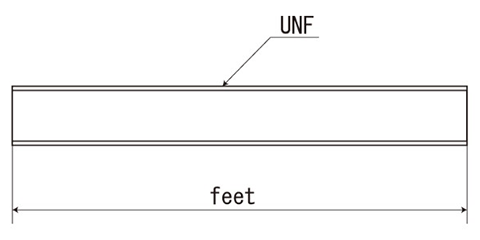 ステンレス フィート寸切 (UNF ユニファイ細目ねじ)(*)の寸法図