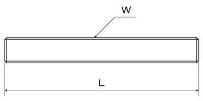 ステンレス メーター寸切(インチ・ウイット)(*)の寸法図