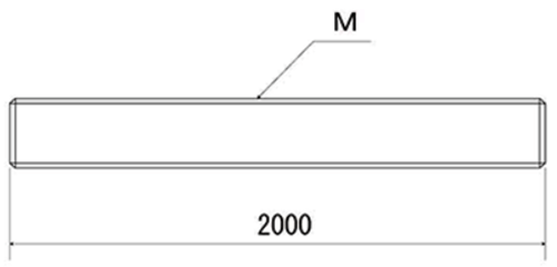 ステンレス メーター寸切 (インチ・ウイット) (2m)(輸入品)(*)の寸法図
