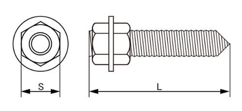 ステンレス ケミカルボルト(Vカット)(ナット2個+平座付)(輸入品)の寸法図