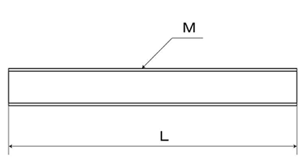 アルミ(A5052) 定尺寸切 (ミリネジ) 長さ285mm品の寸法図