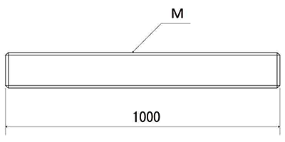 アルミA5052 メーター寸切(ミリネジ)(*)の寸法図