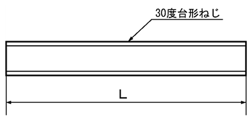 鋼 S45C 30度 台形ねじ寸切(TR) 1500L(*)の寸法図