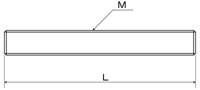 チタン 寸切 平先(ミリネジ)(定尺以外の長さ品)の寸法図