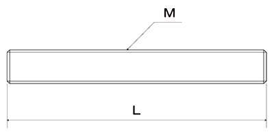 鋼 SCM435(H)(クロモリ) メーター寸切(ミリネジ) (2m)(*)の寸法図