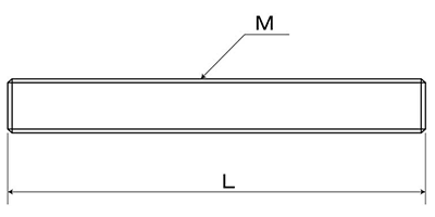 ステンレス SUS316L(A4)寸切(平先)(ミリネジ)(定尺以外の長さ品)の寸法図