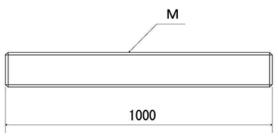 ステンレス SUS316L(A4) メーター寸切(ミリネジ)(*)の寸法図