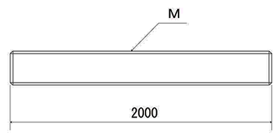 ステンレス SUS316L(A4) メーター寸切(インチ・ウイット) (2m)(*)の寸法図