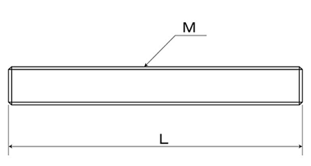 ステンレス SUS310S (耐熱鋼) 寸切(平先)(ミリネジ)(定尺以外の長さ品)の寸法図