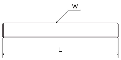 鋼 SNB7(H) メーター寸切(インチ・ウイット) (耐熱、高温用)(*)の寸法図
