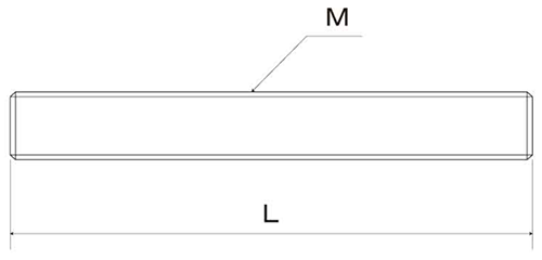 鋼 SNB7(H) メーター寸切(ミリネジ)(耐熱、高温用)(2m)(*)の寸法図