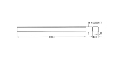 鋼 S45C 新JIS平行キー 長300mmの寸法図