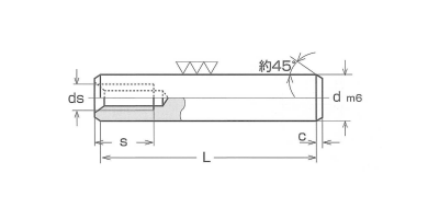 ステンレス303 内ねじ付き 平行ピン m6(プラス公差)の寸法図