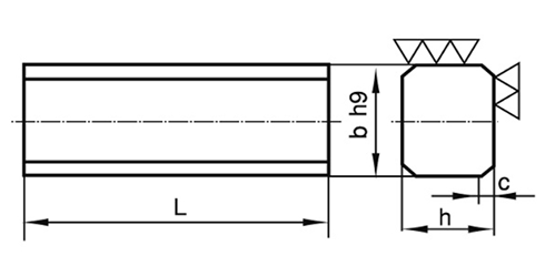 ステンレス 両角キー (新JIS)(南海工業)の寸法図