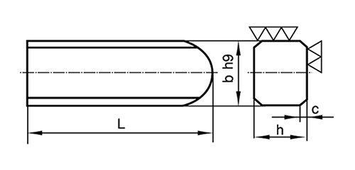 ステンレス 片丸キー (新JIS)(南海工業品)の寸法図