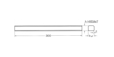 ステンレス 旧JIS平行キー 長300mmの寸法図