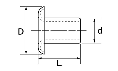 黄銅 電子機器用ハトメ (鳩目)の寸法図