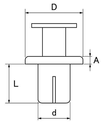 アルミ ハンドリベット HAタイプの寸法図