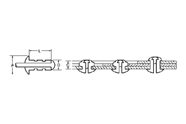 アルミ-鉄 ブラインドリベット NSA EXタイプ(ニッセン製)の寸法図