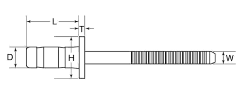 ロブテックス ステン-ステン シールトバルブタイプ 丸頭 NSTB-C (高強度)の寸法図