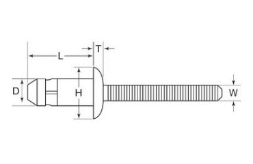 ロブテックス 鉄-鉄 ロブロック 丸頭LSLB (剪断強度、引張強度用)の寸法図