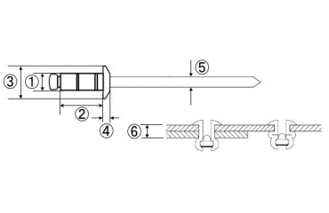 ロブテックス アルミ-鉄 APリベット (丸頭)エコBOX (広範囲カシメ用)の寸法図