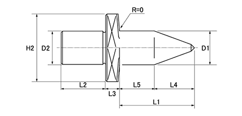 フロードリル ショートフラットタイプ (バーリング加工)の寸法図