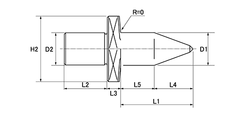 フロードリル ロングフラットタイプ (バーリング加工)の寸法図