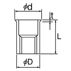 エビ ローレットナット(スチール)(薄頭形状)(スモ-ルフランジ)ECOパック(NSK-RMP)の寸法図