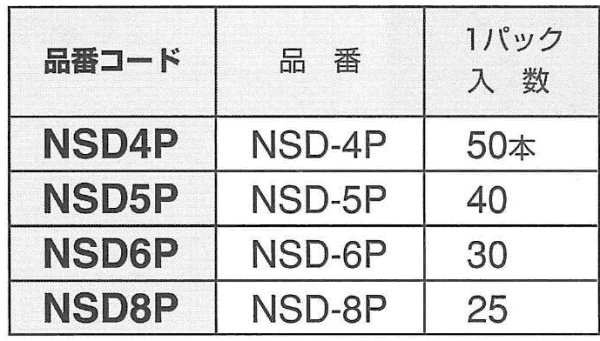 パック入り エビナット(スチール)(平頭形状) NSDの寸法表