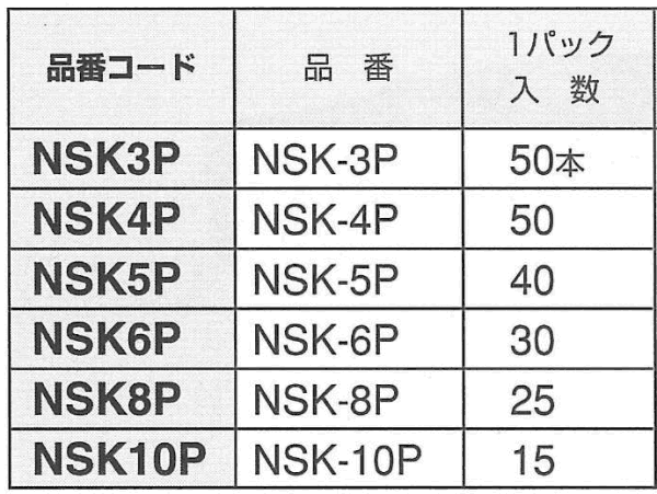 パック入り エビナット(スチールSF)(薄頭形状) NSKの寸法表