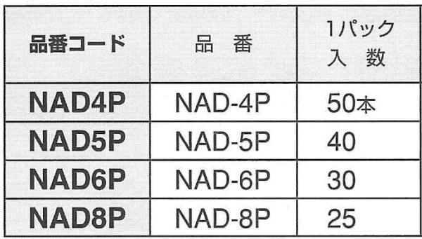 エビナット(アルミ)(平頭形状)パック入り(NAD-P)の寸法表