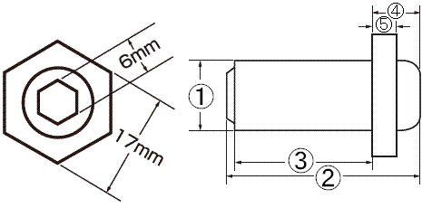 ロブテックス ワンサイドボルト STロック(エビ)CNSH(オール鉄)の寸法図
