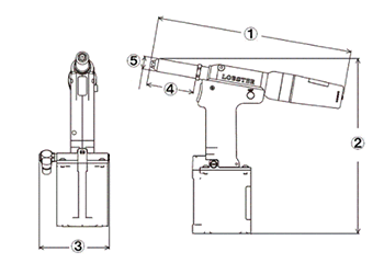 ロブテックス エアーリベッター(R1A1)の寸法図
